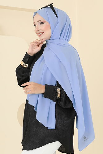moda selvim Scarf 500MDL873 Light Blue - Thumbnail