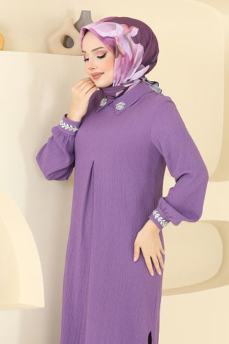 moda selvim Scarf 501ERB1087 Dark Lilac - Thumbnail