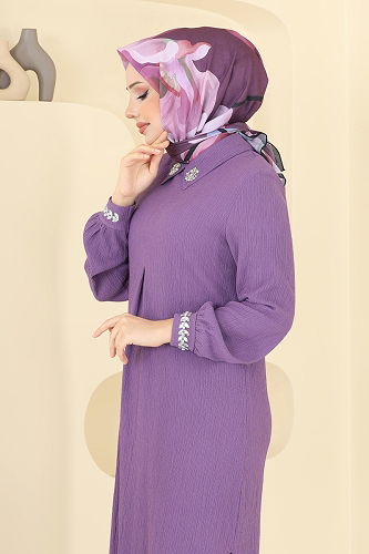 moda selvim Scarf 501ERB1087 Dark Lilac - Thumbnail