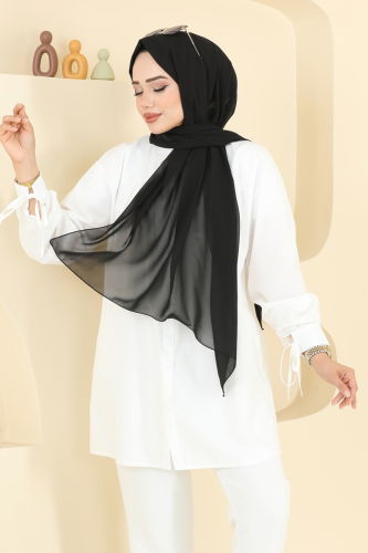 moda selvim Scarf 503MDLK1153 Black - Thumbnail
