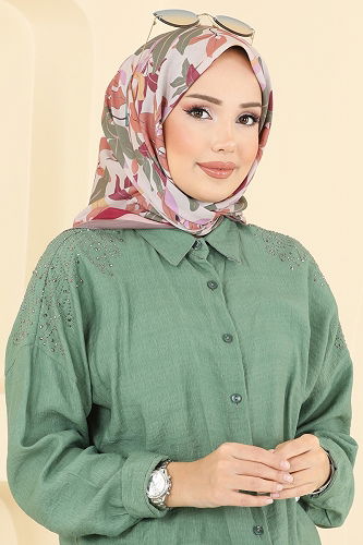 moda selvim شال بني وبيج 504ERB1087 - Thumbnail