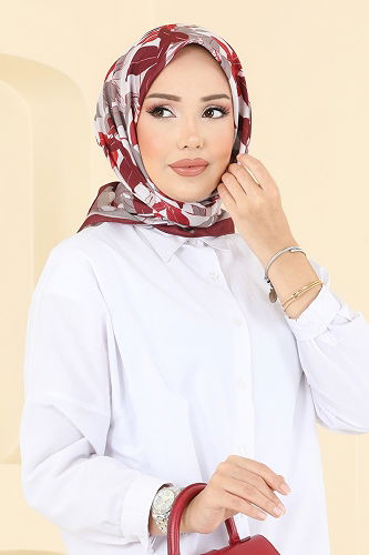 moda selvim Scarf 504ERB1087 Burgundy - Thumbnail