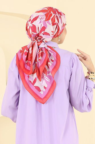 moda selvim شال أحمر رماني 504ERB1087 - Thumbnail