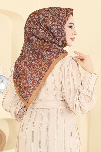 moda selvim إشارب خردلي غامق 505ERB1087 - Thumbnail