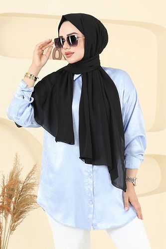 moda selvim شال أسود 505MDLK1153 - Thumbnail