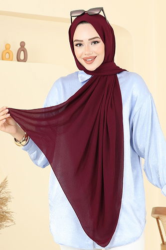 moda selvim Scarf 506MDL873 Burgundy - Thumbnail