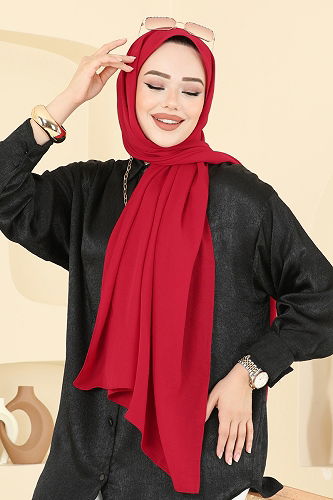 moda selvim شال أحمر غامق 506MDL873 - Thumbnail