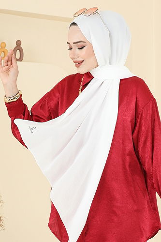 moda selvim Scarf 506MDL873 Ecru - Thumbnail