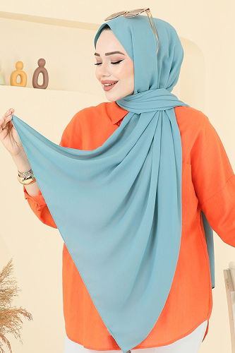 moda selvim شال أخضر باهت 506MDL873 - Thumbnail