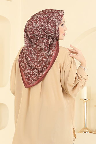 moda selvim Scarf 508ERB1087 Burgundy - Thumbnail