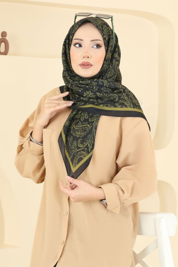 Modaselvim Scarves Scarf 508ERB1087 Oil Green & Black