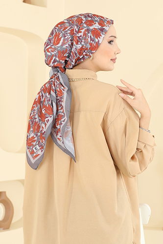 moda selvim إشارب رمادي 509ERB1087 - Thumbnail