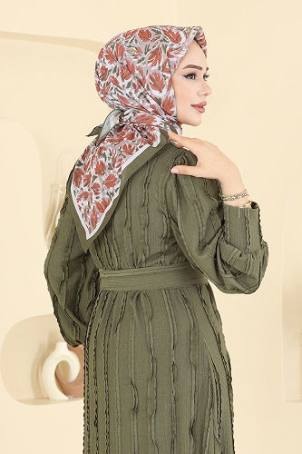 moda selvim إشارب اخضر عفني 509ERB1087 - Thumbnail