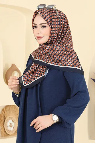 moda selvim إشارب كحلي وعسلي 510ERB1087 - Thumbnail