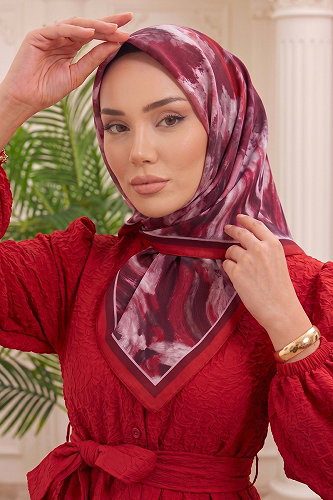 moda selvim Scarf 512ERBK1201 Burgundy - Thumbnail