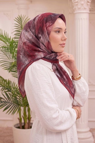 moda selvim Scarf 512ERBK1201 Burgundy - Thumbnail
