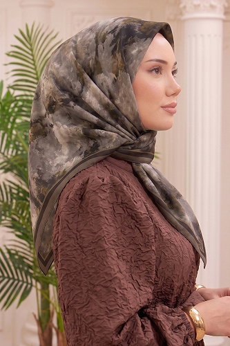 moda selvim إشارب رمادي غامق 512ERBK1201 - Thumbnail