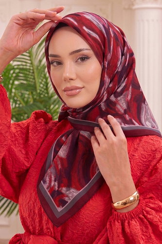 moda selvim Scarf 513ERBK1201 Burgundy - Thumbnail