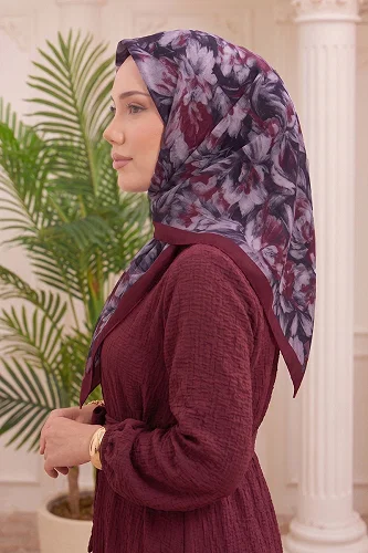 moda selvim Scarf 514ERBK1201 Burgundy - Thumbnail
