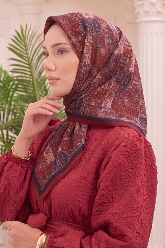 moda selvim Scarf 515ERBK1201 Burgundy - Thumbnail