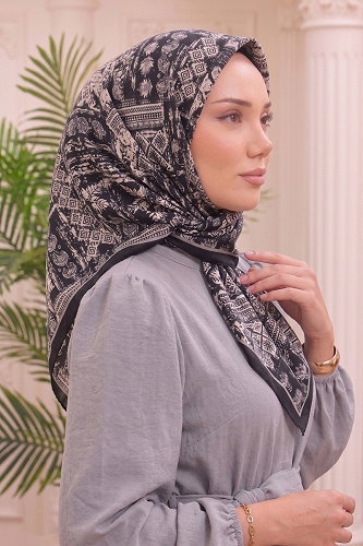 moda selvim إشارب أسود 516ERBK1201 - Thumbnail
