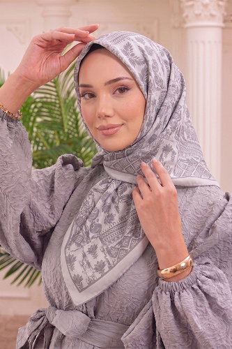 moda selvim إشارب رمادي 516ERBK1201 - Thumbnail