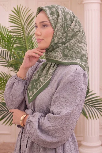 moda selvim إشارب أخضر عفني 516ERBK1201 - Thumbnail