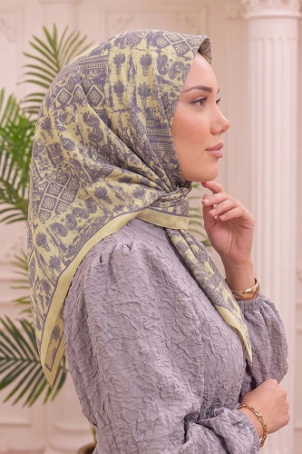 moda selvim إشارب أصفر 516ERBK1201 - Thumbnail