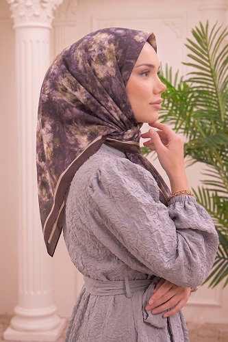 moda selvim إشارب ليلكي غامق 517ERBK1201 - Thumbnail
