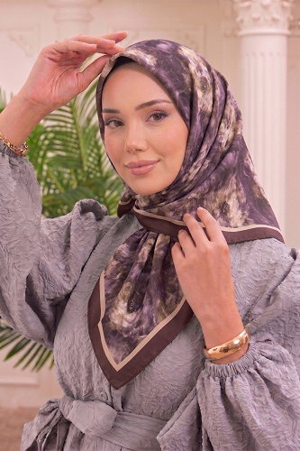 moda selvim إشارب ليلكي غامق 517ERBK1201 - Thumbnail
