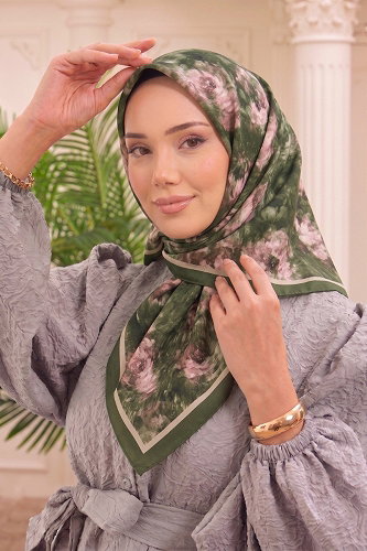 moda selvim إشارب أخضر عفني 517ERBK1201 - Thumbnail