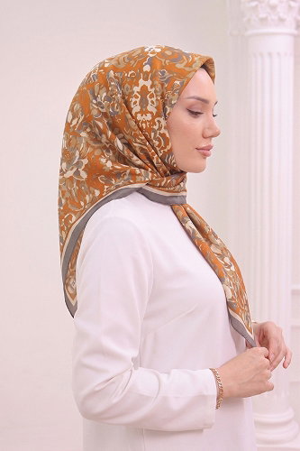 moda selvim إشارب برتقالي 518ERBK1201 - Thumbnail