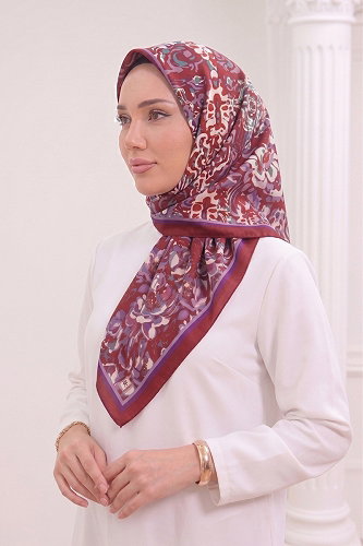 moda selvim إشارب أحمر رماني 518ERBK1201 - Thumbnail