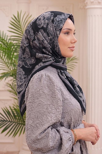 moda selvim إشارب أسود 519ERBK1201 - Thumbnail
