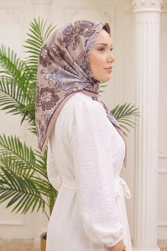 moda selvim إشارب بيج فاتح 519ERBK1201 - Thumbnail