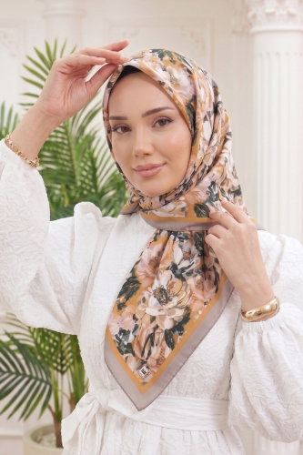 E.R.B.K. - Scarf 520ERBK1201 Taupe & Orange