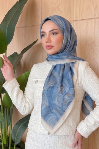 E.R.B.K. - Scarf 521ERBK1201 Beige&Navy Blue