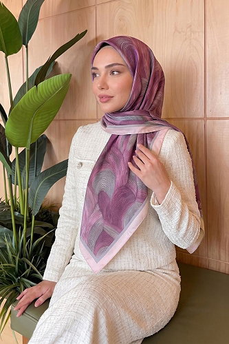 moda selvim إشارب بيج وردي 521ERBK1201 - Thumbnail