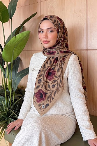 moda selvim إشارب بني فاتح 522ERBK1201 - Thumbnail
