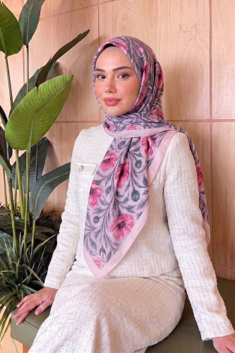 moda selvim إشارب بيج وردي 522ERBK1201 - Thumbnail