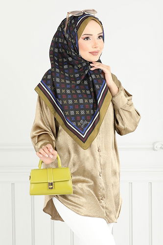 moda selvim Scarf 702ART1138 Oil Green - Thumbnail