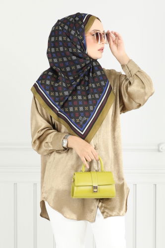 moda selvim Scarf 702ART1138 Oil Green - Thumbnail