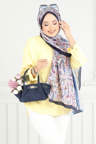 moda selvim Scarf 703ART1138 Navy Blue - Thumbnail