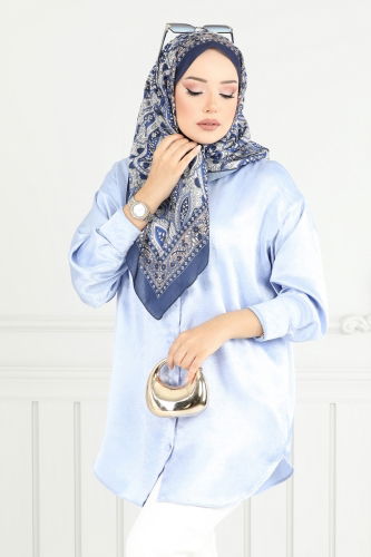 moda selvim Scarf 709ART1138 Navy Blue - Thumbnail