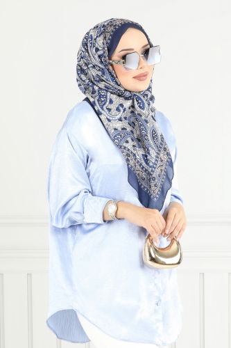 moda selvim Scarf 709ART1138 Navy Blue - Thumbnail