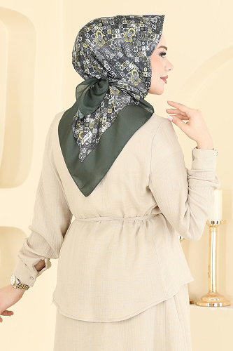 moda selvim Scarf 99AFV475 Khaki - Thumbnail