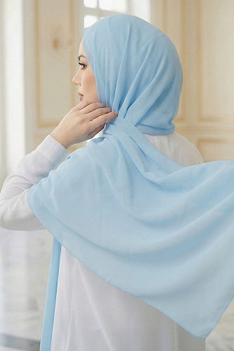 moda selvim شال أزرق فاتح PL3003 - Thumbnail