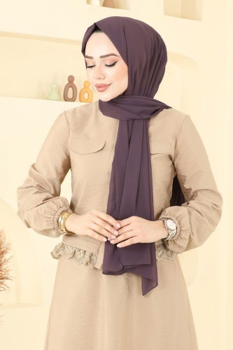 moda selvim شال ليلكي غامق PL3006 - Thumbnail