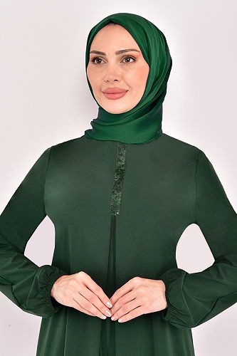 moda selvim Sequin Aerobin Dress ASM2621-M Emerald - Thumbnail