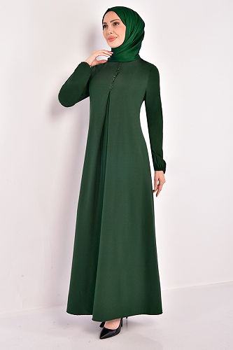 moda selvim الفستانASM2621-M الزمرد - Thumbnail